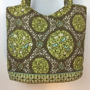 Vera Bradley Tan & Green Tote Style Hand Bag